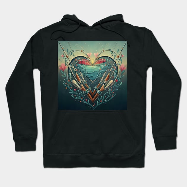 Fishing Hearts Of Love 1 Hoodie by MiracleROLart